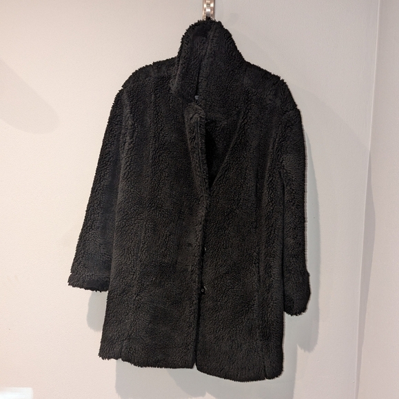 American Eagle Black Sherpa Teddy Coat women's size medium. black teddy Coat. - Picture 1 of 4